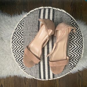Tan Suede Block Heel Sandals